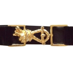 Vintage Black Velvet and Gold Metal Plated Belt